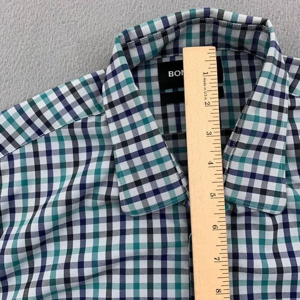 Bonobos Button Shirt Mens Large Slim Fit Stretch Gingham Plaid Long Sleeve